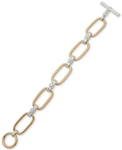 Anne Klein Two-tone Large Link Toggle Bracelet In Gold,silver