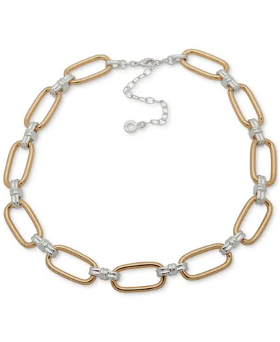 Anne Klein Two-tone Link Collar Necklace, 16" + 3" Extender In Gold,silver
