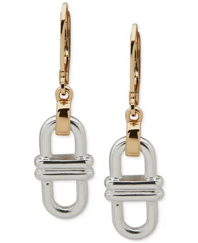 Anne Klein Two-tone Link Drop Earrings In Gold,silver