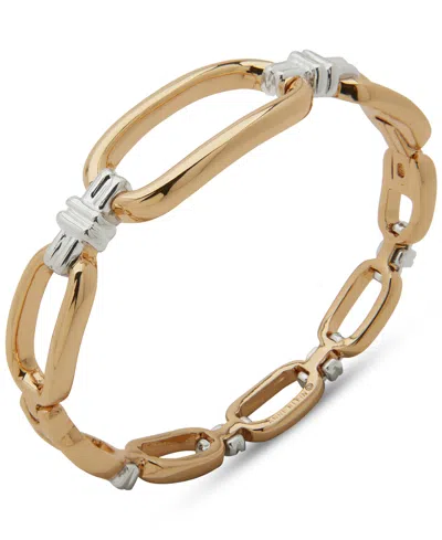 Anne Klein Two-tone Link Open Hinge Bracelet In Gold,silver