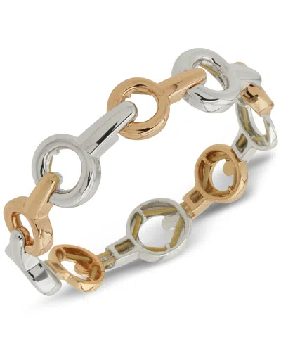 Anne Klein Two-tone Linked Ring Stretch Bracelet