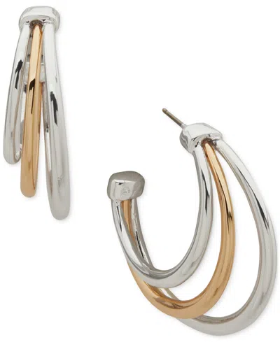 Anne Klein Two-tone Medium Triple-row Hoop Earrings, 1.29"