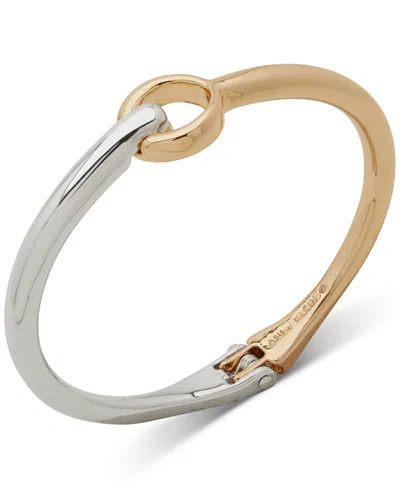 Anne Klein Two-tone Open Hinged Bangle Bracelet