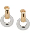 Anne Klein Two-tone Open Link Oval Drop Comfort Clip On Earrings