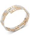 ANNE KLEIN TWO-TONE PAVE SQUARE BEADED STRETCH COIL BRACELET