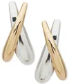 Anne Klein Two-tone Polished Tapered Crossover Statement Earrings In Gold