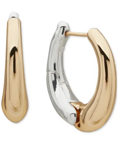 Anne Klein Two-tone Sculptural Huggie Hoop Earrings In Gold