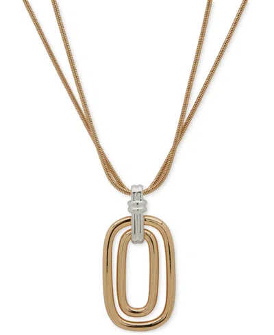 Anne Klein Two-tone Snake Chain Pendant Necklace, 16" + 3" Extender In Gold,silver