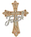 Anne Klein Two-tone Stone Faith Cross Pin