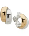 Anne Klein Two-tone Two-row Button Clip Earrings In Gold,silver