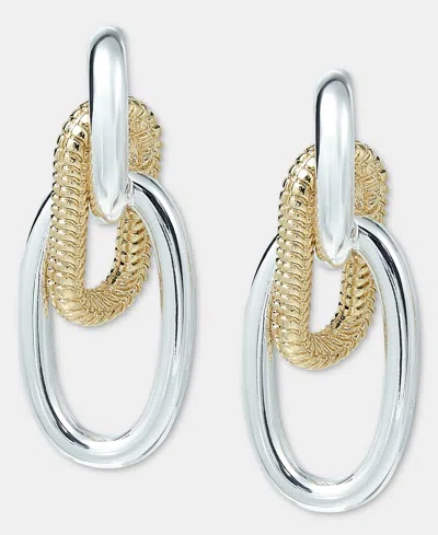 Anne Klein Two-tone Drama Chain Doorknocker Earrings In Green