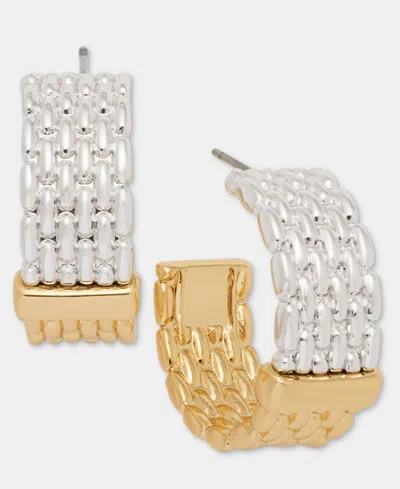 Anne Klein Two-tone Dynamic Watchband Hoop Earrings In Multi