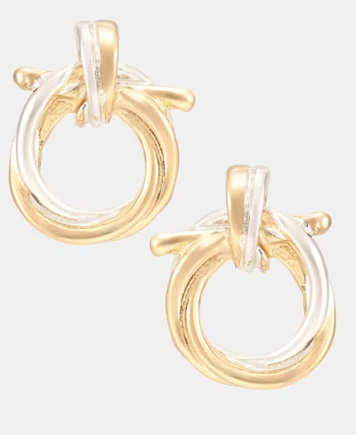 Anne Klein Two-tone Twisted Doorknocker Earrings In Gold