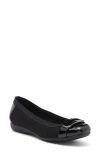 Anne Klein Ursula Ballet Flat In Black Matte Stretch