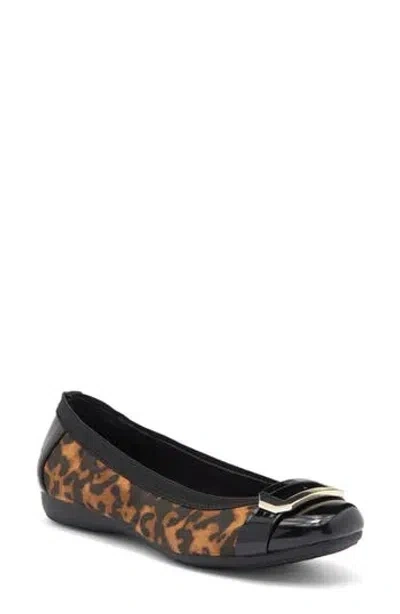 Anne Klein Ursula Ballet Flat In Leopard Microsuede
