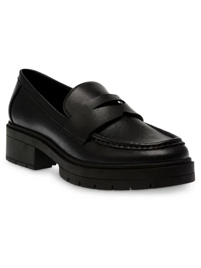 Anne Klein Utopia Womens Lugged Sole Slip-on Loafers In Black