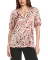 Anne Klein Abstract Print Puff Sleeve Top