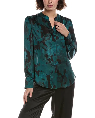 Anne Klein V-neck Pleat Front Blouse In Multi