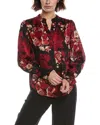 Anne Klein V-neck Pleat Front Blouse In Multi