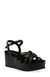 Anne Klein Valencia Platform Wedge Sandal In Black Smooth