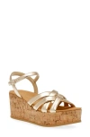 Anne Klein Valencia Platform Wedge Sandal In Platinum Smooth