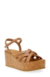 Anne Klein Valencia Platform Wedge Sandal In Tan Smooth