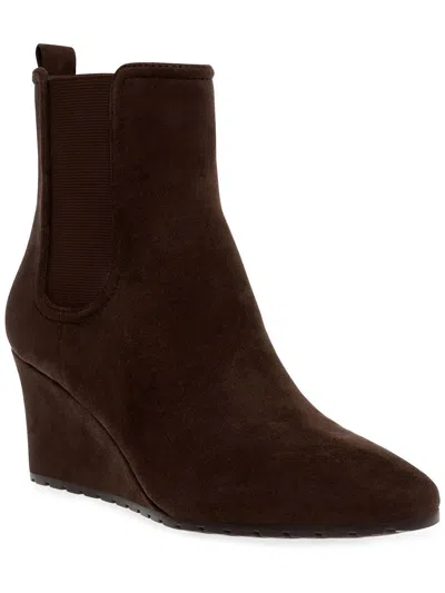 Anne Klein Valore Womens Faux Leather Booties In Brown