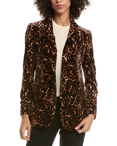 Anne Klein Velvet Blazer In Brown