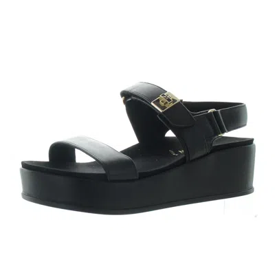 Anne Klein Verse Womens Woven Adjustable Platform Sandals In Black
