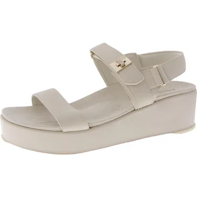 Anne Klein Verse Womens Woven Adjustable Platform Sandals In White