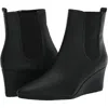 Anne Klein Viki Viki01f9-001 Womens Black Side Zip Wedge Heel Bootie Rhs5935 In Black