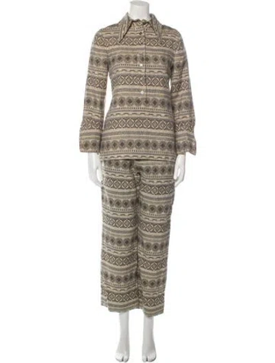 Pre-owned Anne Klein Vintage 1970's Pantsuit In Neutral