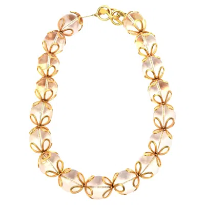 Pre-owned Anne Klein Vintage  Gold Filled Lucite Ball Loop Necklace, 1980's
