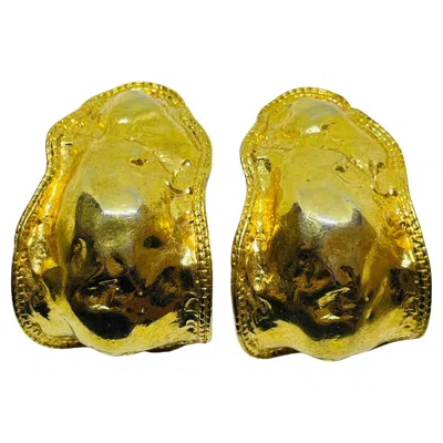 Pre-owned Anne Klein Vintage  Madsive Gold Designer Runway Clip On Earrings In Multi