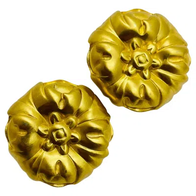Pre-owned Anne Klein Vintage  Matte Gold Tone Clip On Earrings In Multi
