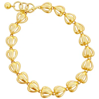 Pre-owned Anne Klein Vintage Gilded Openwork Heart Link Necklace By , 1980s In Orange