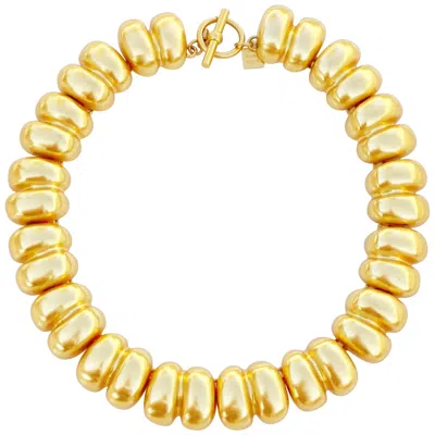 Pre-owned Anne Klein Vintage Gilded Puffy Link Statement Choker Necklace By , 1980s In Orange