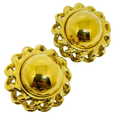 Pre-owned Anne Klein Vintage Gold Tone Chain Massive Designer Clip On Earrings In Multi