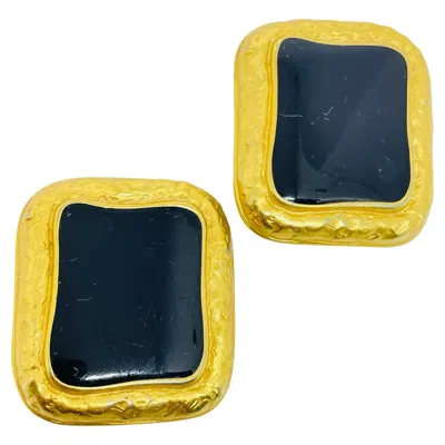 Pre-owned Anne Klein Vintage Gold Tone Enamel Massive Designer Clip On Earrings In Multi