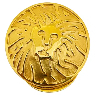 Pre-owned Anne Klein Vintage Gold Tone Lions Head Scarf Clip In Multi
