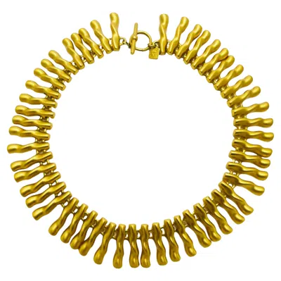 Pre-owned Anne Klein Vintage Matte Gold Tone Modernist Geometrid Designer Runway Necklace In Multi