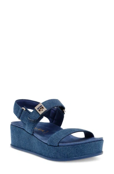 Anne Klein Violette Slingback Platform Wedge Sandal In Blue