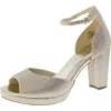 Anne Klein Vista Womens Block Heel Ankle Strap Block Heels In Gold