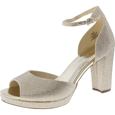 Anne Klein Vista Womens Block Heel Ankle Strap Block Heels In Gold