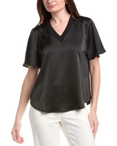 Anne Klein V-neck Flutter Sleeve Blouse In Black