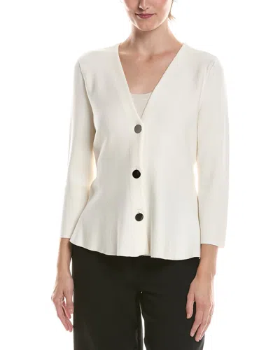 Anne Klein V-neck Peplum Jacket In White