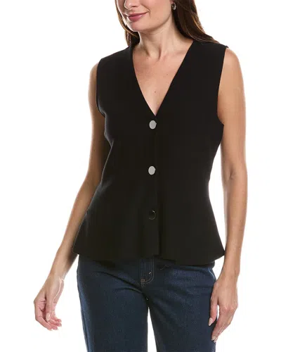 Anne Klein V-neck Peplum Vest In Black