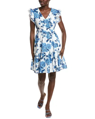 Anne Klein V-neck Ruffle Sleeve Dress In Multi