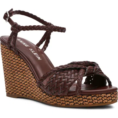 Anne Klein Vow Braided Wedge Sandal In Brown