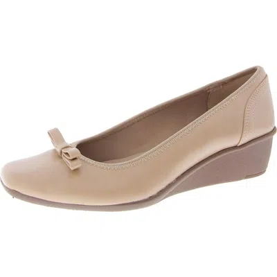 Anne Klein Wales Womens Faux Leather Slip On Pumps In Brown
